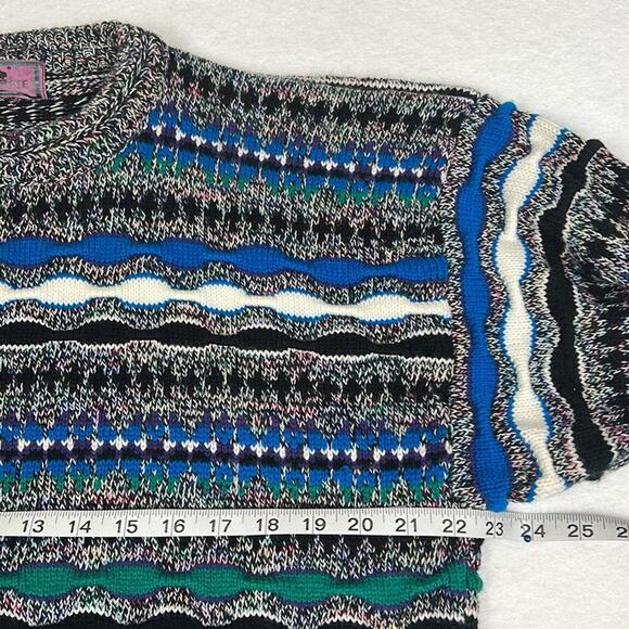 Vintage 90's Concrete Men's Sweater Abstract Knit Multicolor 3-D. Pattern Size L - Picture 4 of 10
